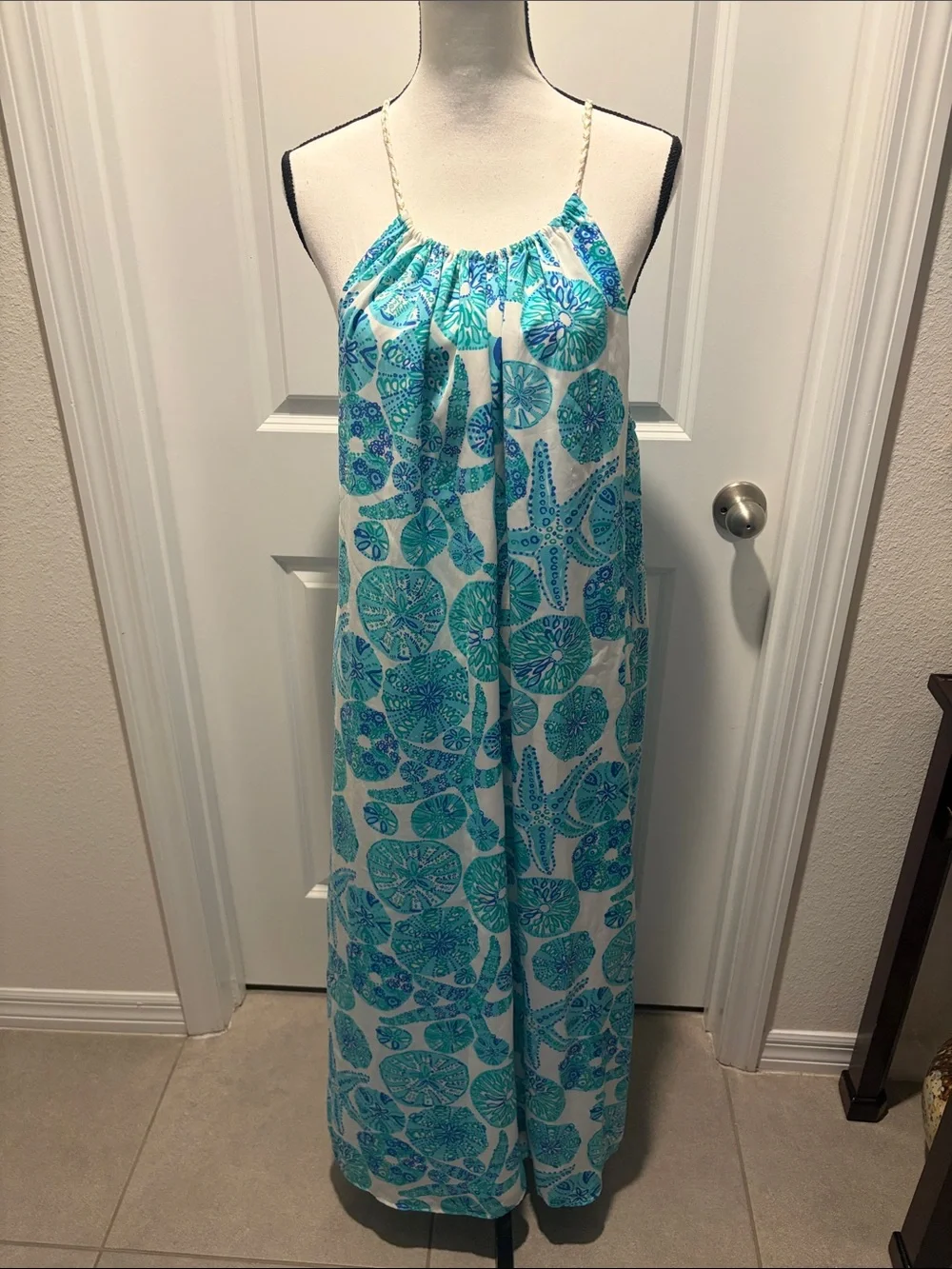 Lilly Pulitzer for Target Sea Urchin Blue & Turquoise Maxi Dress Halter - Picture 6 of 10